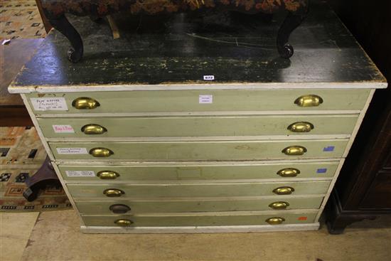 Later painted pine plan chest